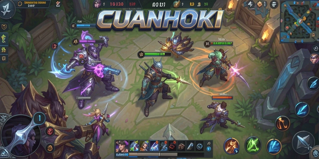 Tampilan gameplay seru di arena <strong>CUANHOKI</strong> dengan aksi tim yang mengesankan.