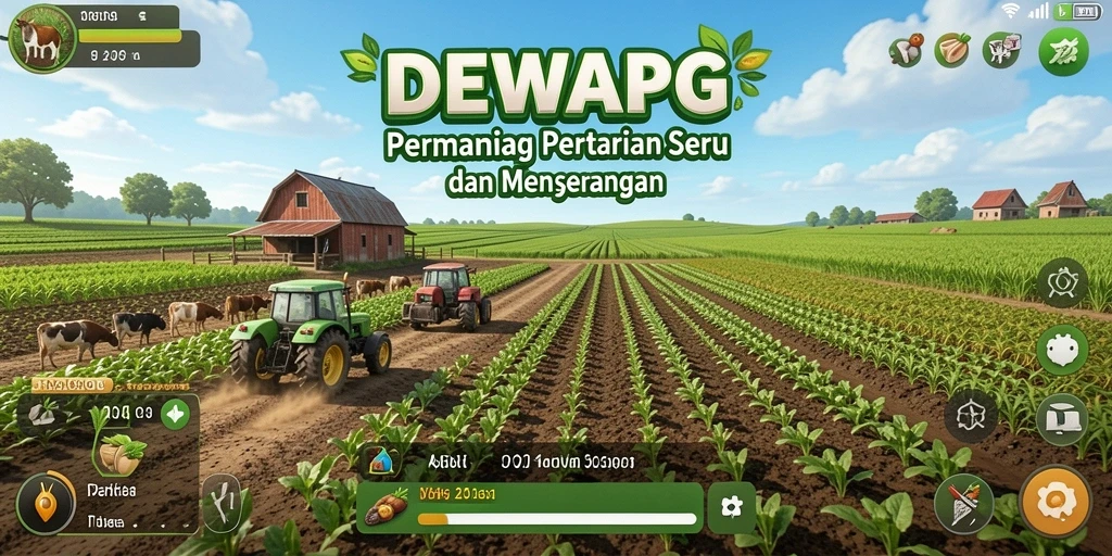Tampilan screenshot utama DEWAPG menampilkan gameplay bertani yang seru.