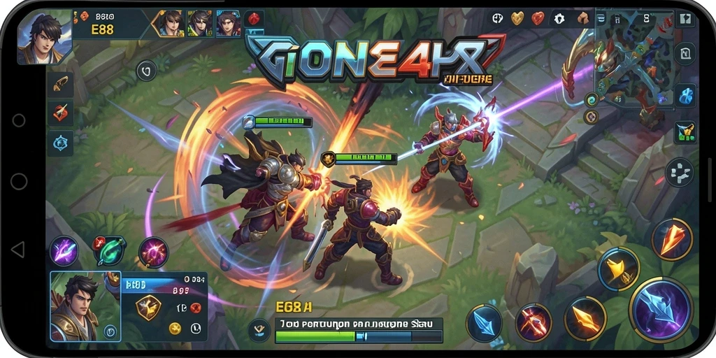 Screenshot gameplay E88 menampilkan pertarungan seru antar hero MOBA.