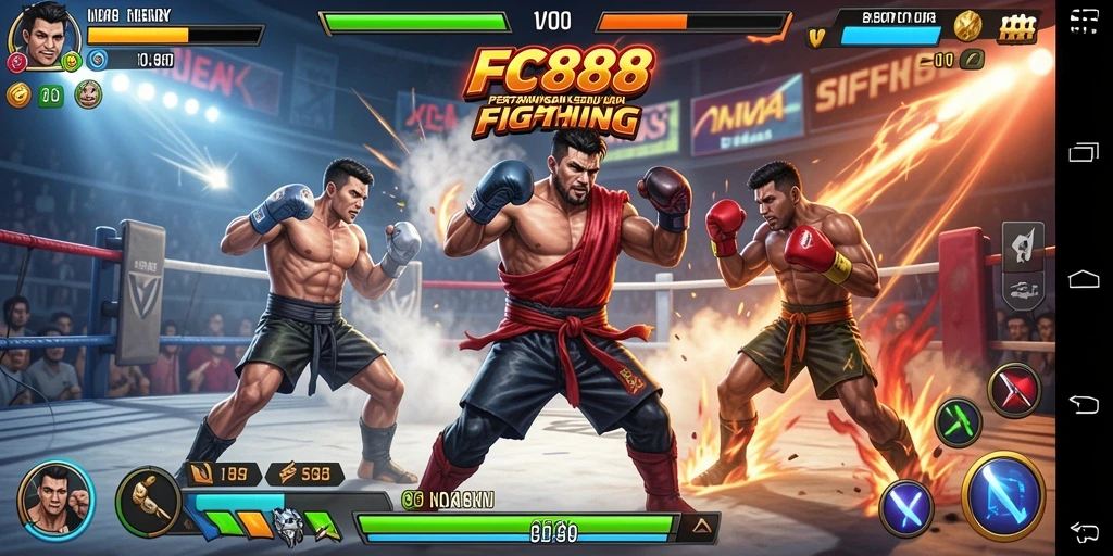 Screenshot menampilkan aksi seru dalam pertarungan Fighting FC888.