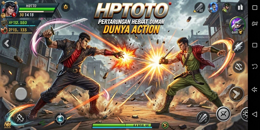 Tangkapan layar HPTOTO menampilkan aksi intens dalam pertempuran dramatis.