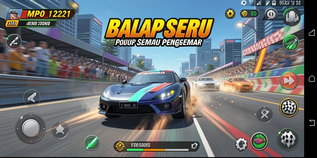 Tampilan gameplay seru di <strong>MPO1221</strong> dengan balapan yang menegangkan.
