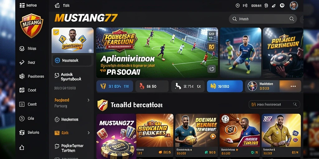 Tampilan antarmuka pengguna MUSTANG77 yang menarik dan interaktif.