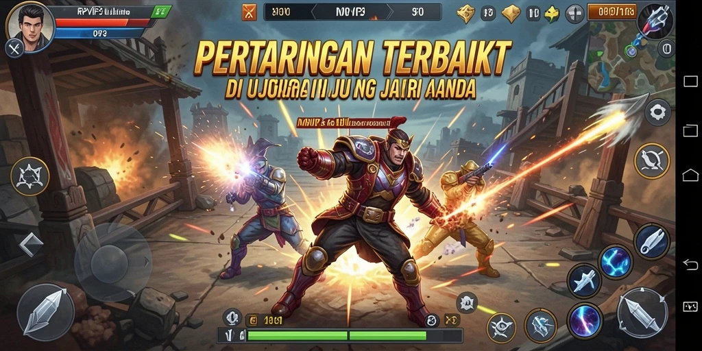 Tangkapan layar gameplay RPVIP3 menampilkan pertarungan seru dengan karakter yang menakjubkan.