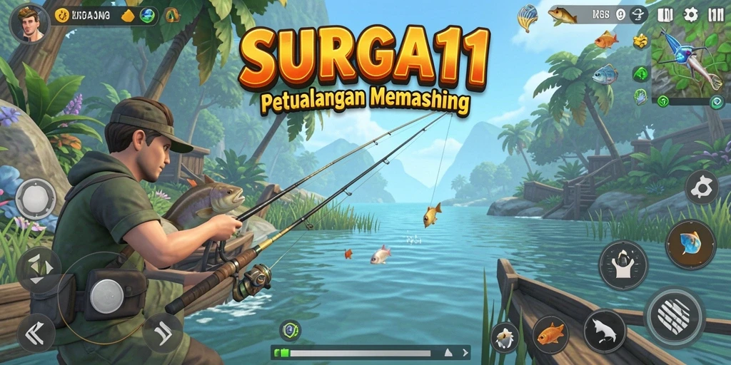 Screenshot gameplay SURGA11 yang menunjukkan pengalaman memancing seru dan menantang.