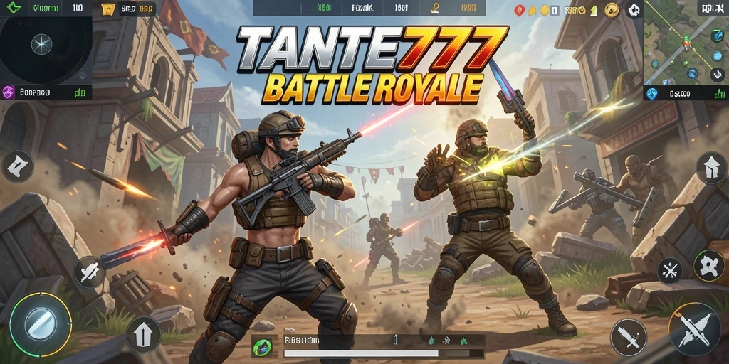 Tampilan menarik ini menunjukkan aksi intens TANTE777 dalam Battle Royale.