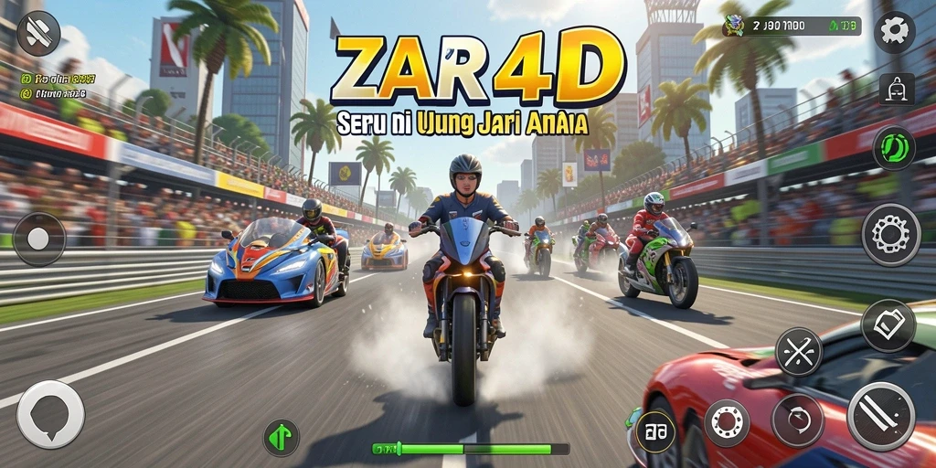 Screenshot gameplay ZARA4D yang menunjukkan balapan yang penuh aksi.